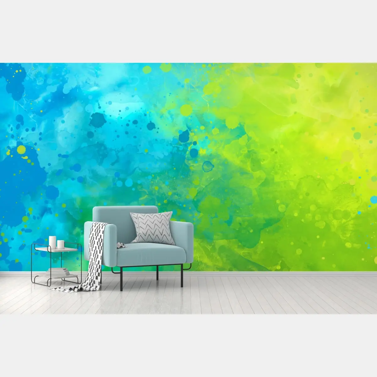 Fototapete lebhafte türkis und limetten aquarellspritzer – Pixers®
