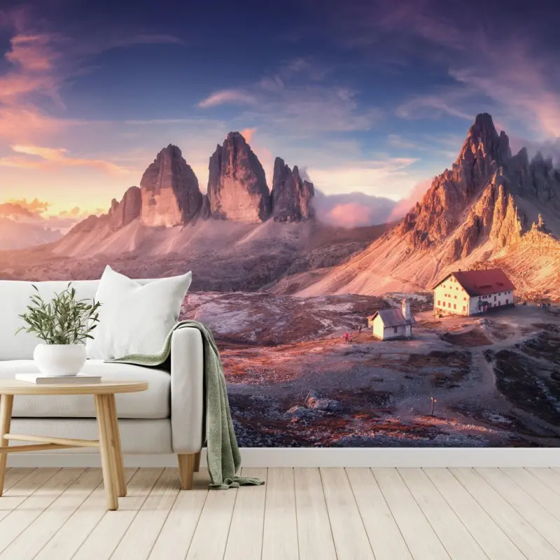 Fototapete sonnenaufgang über den gipfeln der Dolomiten