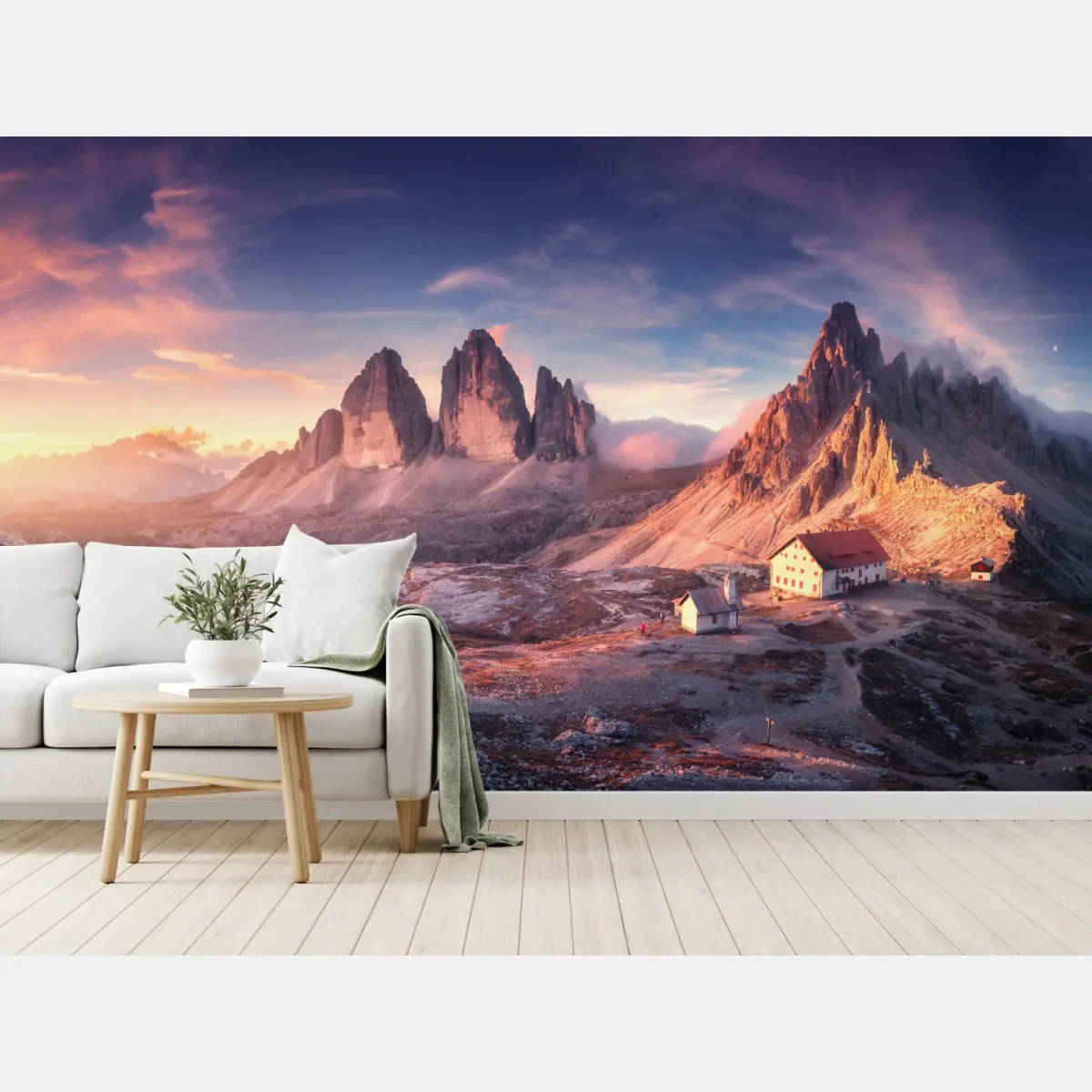 Fototapete sonnenaufgang über den gipfeln der Dolomiten – Pixers®