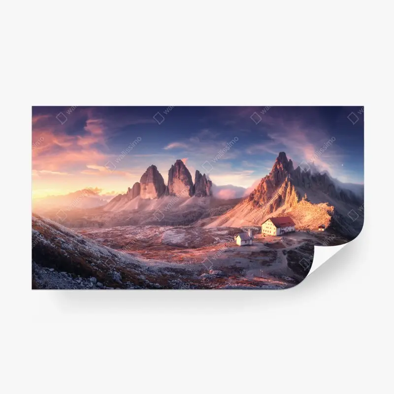 Fototapete sonnenaufgang über den gipfeln der Dolomiten