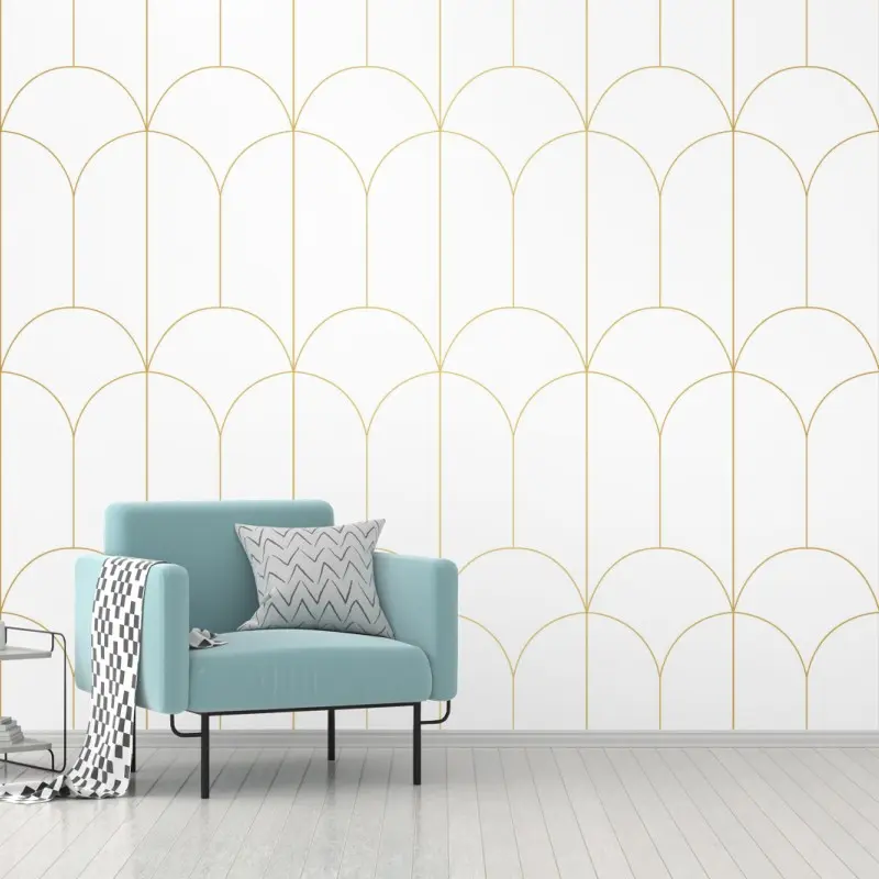 Fototapete goldenes art deco bogenmuster
