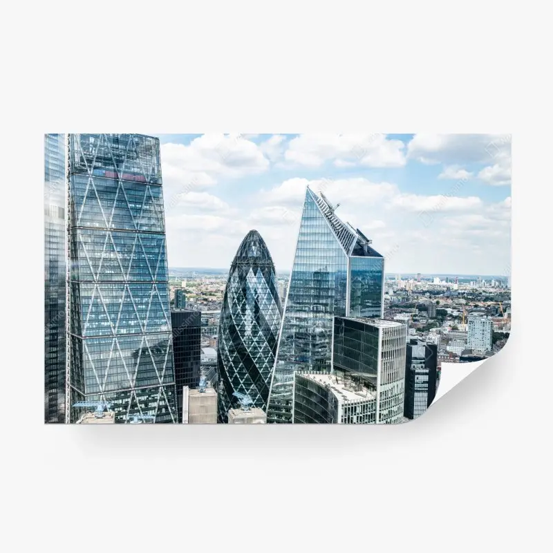 Fototapete moderne London skyline mit gläsernen wolkenkratzern
