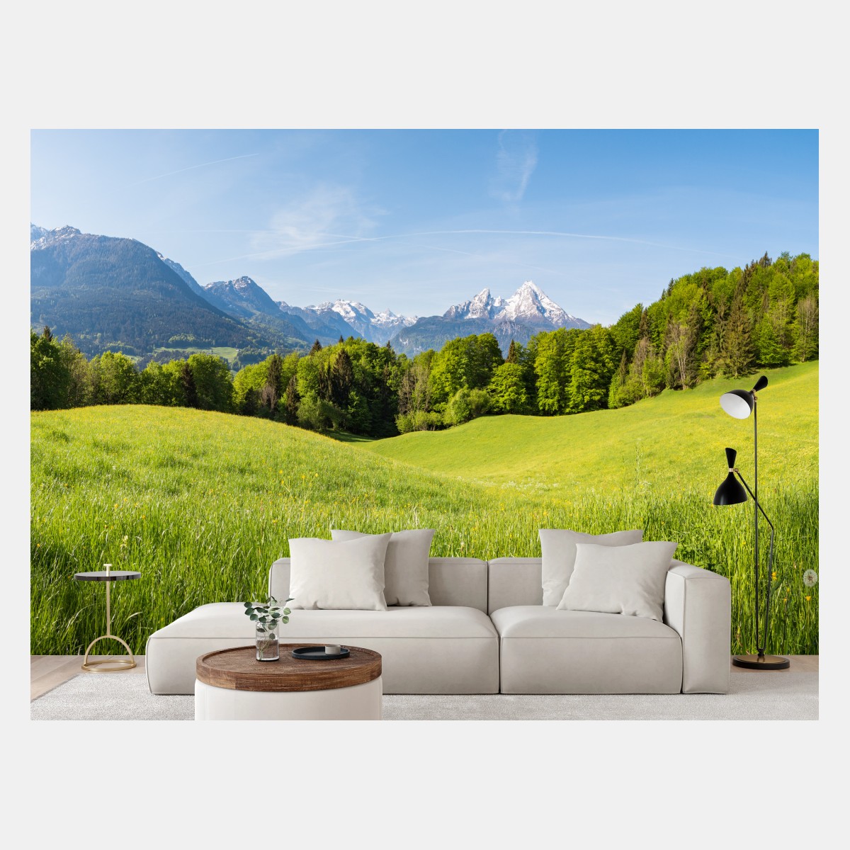 Fototapete ruhiges alpines wiesenpanorama – Pixers®