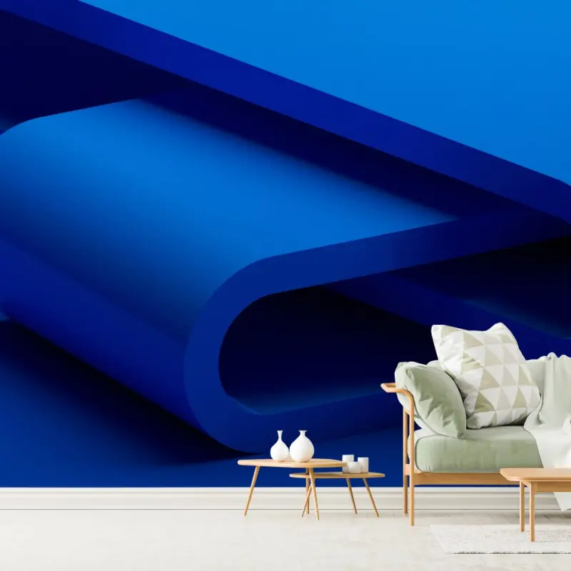 Fototapete minimalistische blaue geometrische schleife