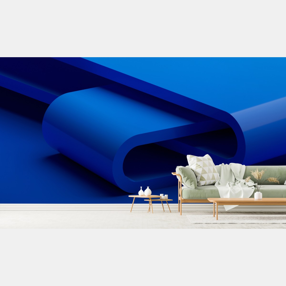 Fototapete minimalistische blaue geometrische schleife – Pixers®