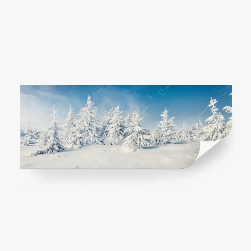 Fototapete panorama verschneiten waldes