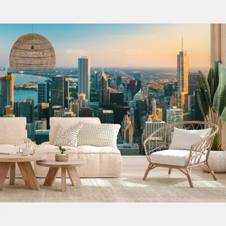 Fototapete Chicago skyline bei sonnenuntergang – Pixers®