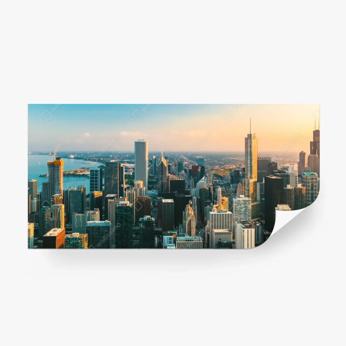 Fototapete Chicago skyline bei sonnenuntergang – Pixers®