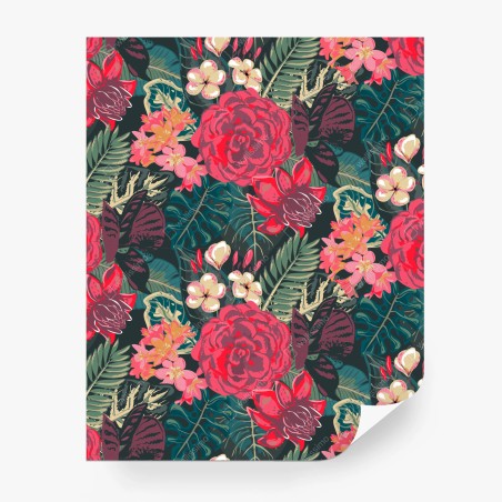 Fototapete tropisches blumenmuster in rosa und türkis – Pixers®