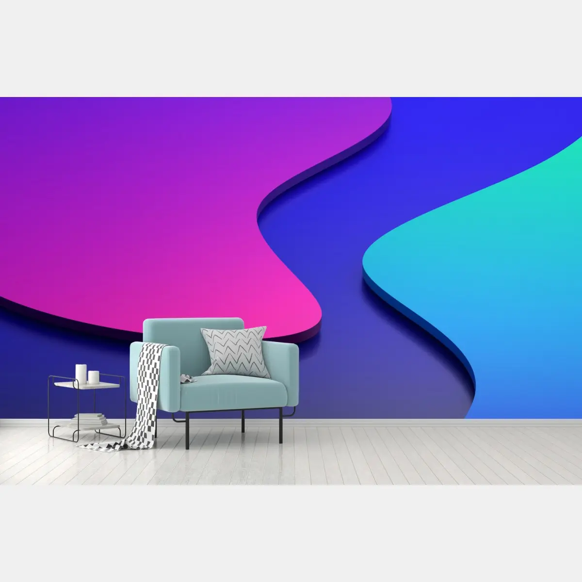 Fototapete leuchtende lila-blaue abstrakte 3d-formen – Pixers®
