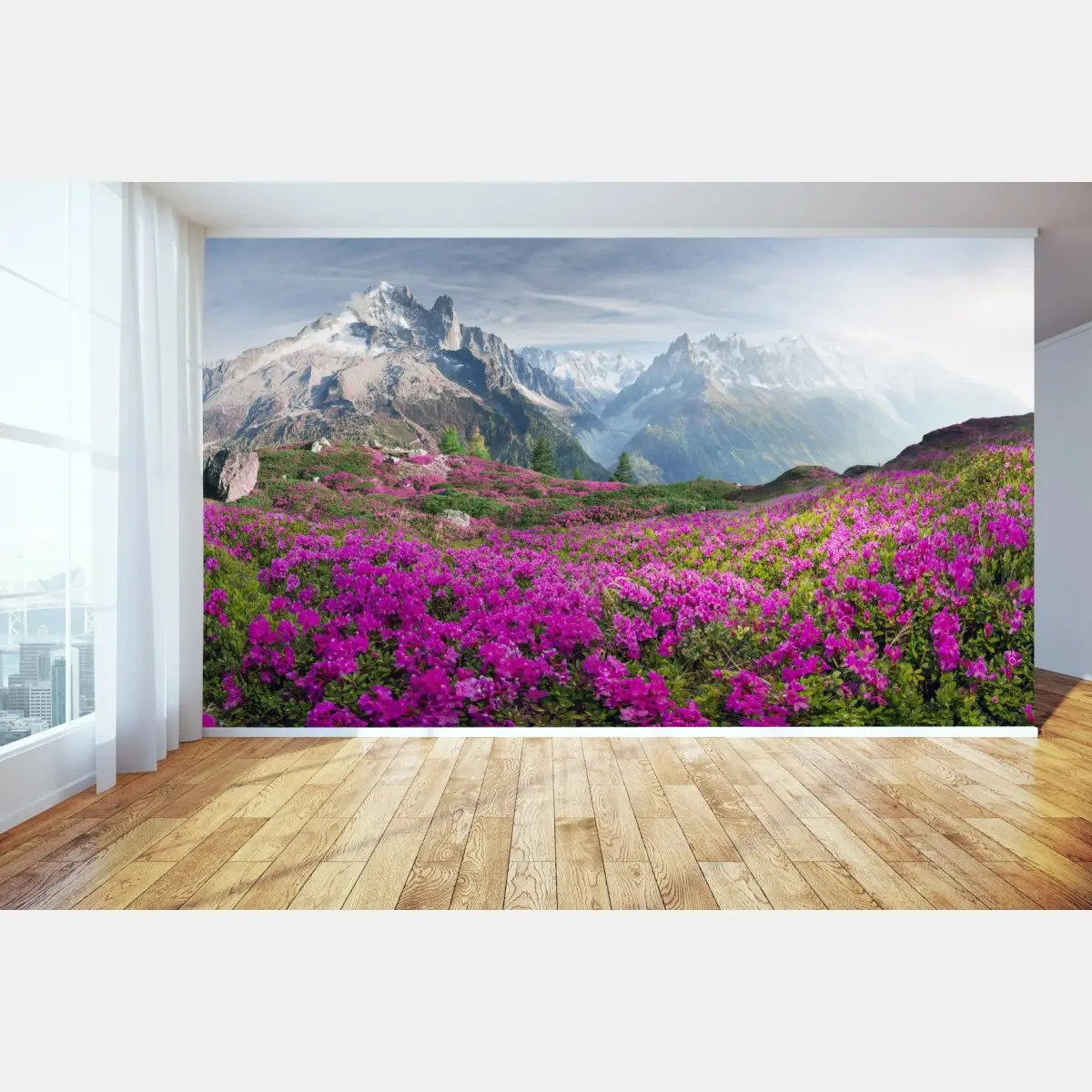 Fototapete alpine rhododendronwiese bei Mont Blanc – Pixers®