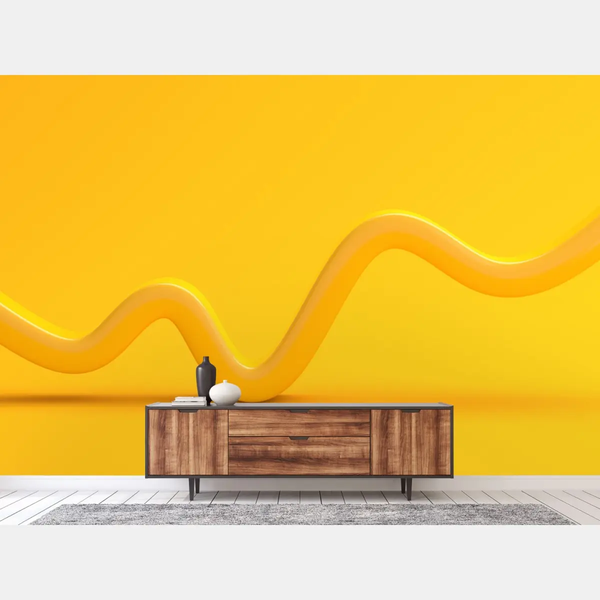 Fototapete sonnige gelbe 3d-abstrakte kurve – Pixers®