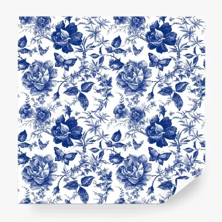 Fototapete blaues blumen toile-muster – Pixers®