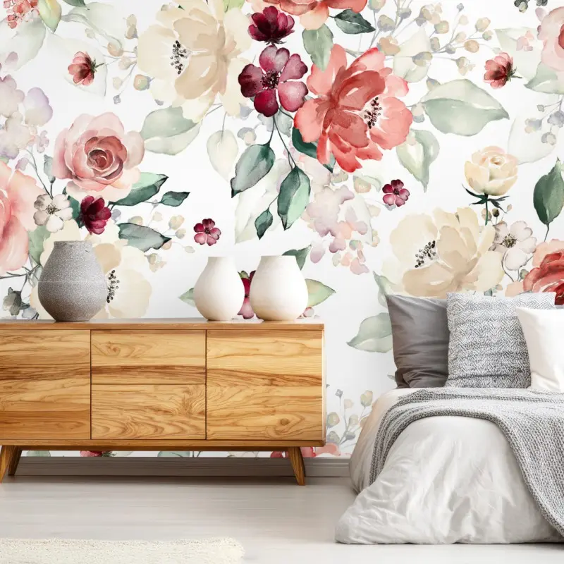 Fototapete zartes aquarell rosenmuster