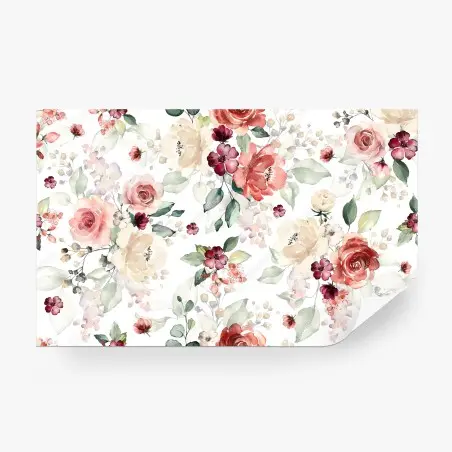 Fototapete zartes aquarell rosenmuster – Pixers®