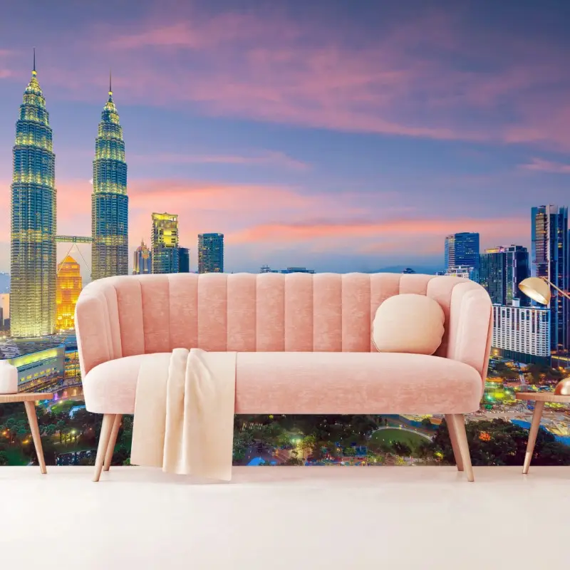 Fototapete Kuala Lumpur stadtpanorama bei dämmerung