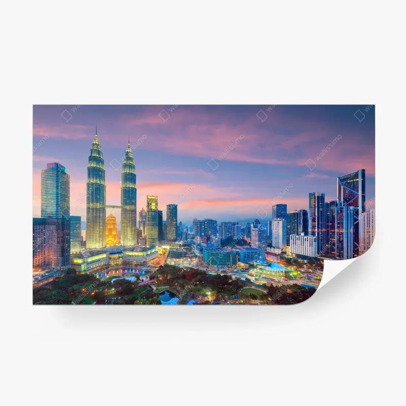 Fototapete Kuala Lumpur stadtpanorama bei dämmerung