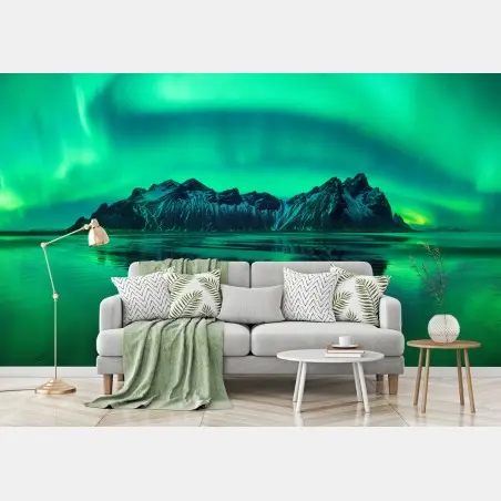 Fototapete nordlicht über Vestrahorn, Stokksnes – Pixers®
