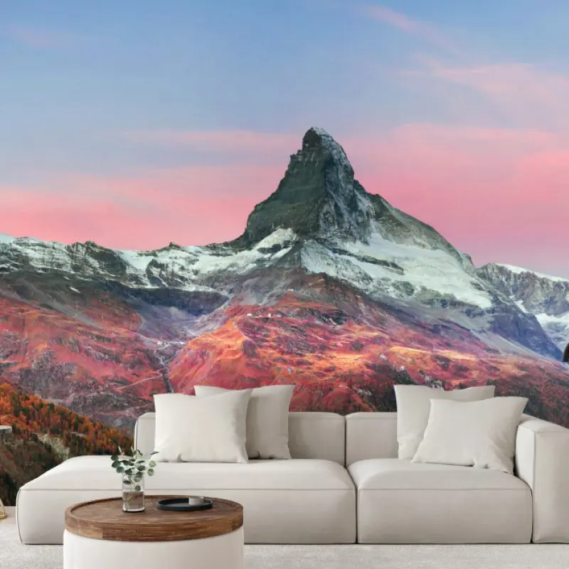 Fototapete herbstliche panoramaaufnahme des Matterhorns bei sonnenuntergang