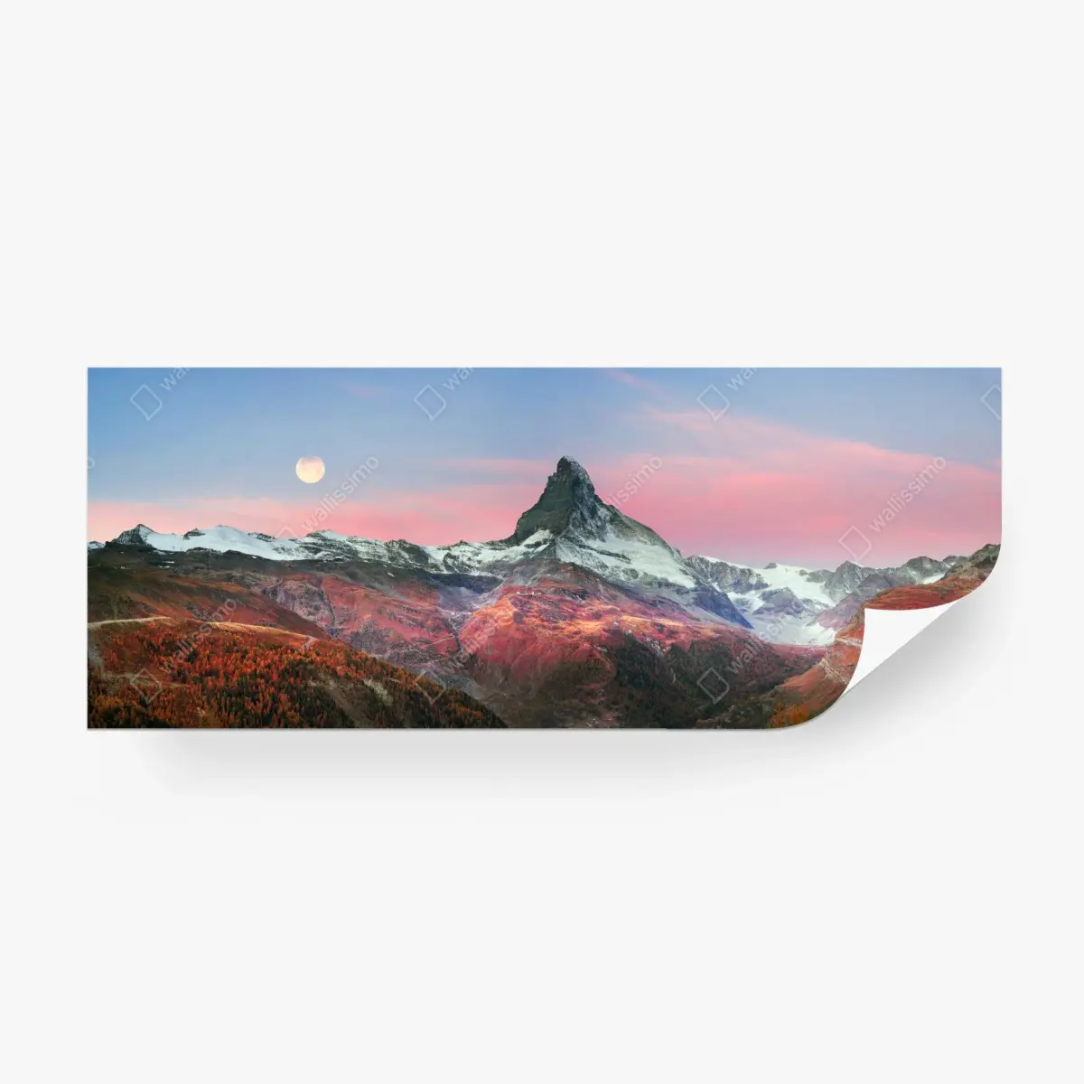 Fototapete herbstliche panoramaaufnahme des Matterhorns bei sonnenuntergang – Pixers®