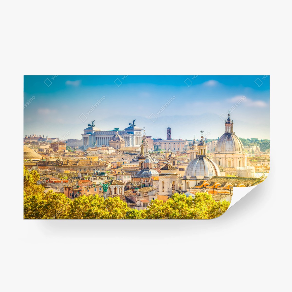 Fototapete sonnige skyline von Rom mit kuppeln – Pixers®
