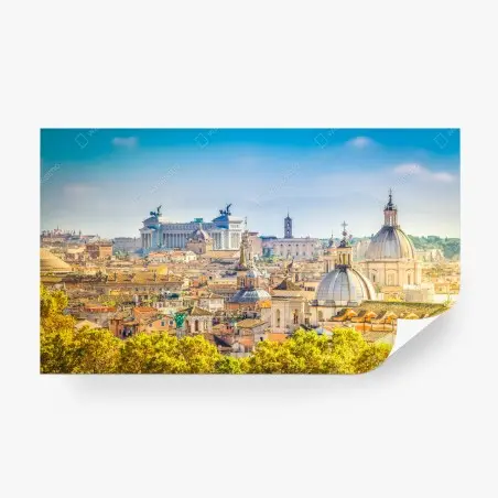 Fototapete sonnige skyline von Rom mit kuppeln – Pixers®