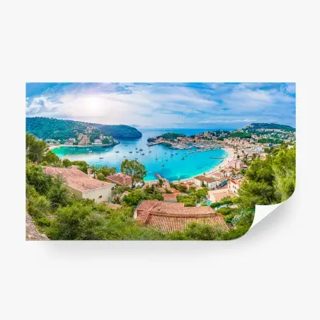 Fototapete sonnige panoramaaufnahme von Port de Soller – Pixers®