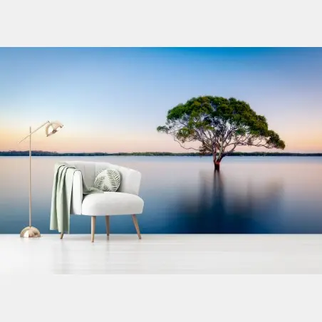 Fototapete einsamer baum am stillen see – Pixers®