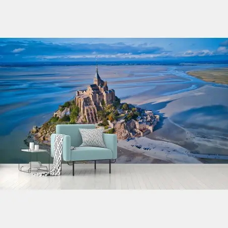 Fototapete Mont Saint-Michel luftaufnahme panorama – Pixers®