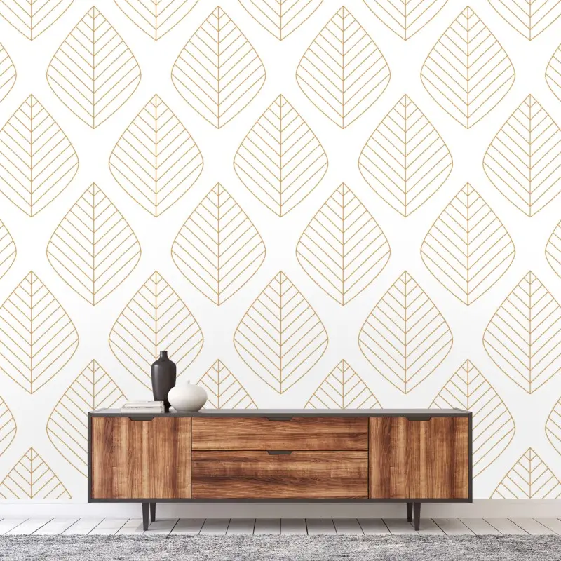Fototapete elegantes goldenes geometrisches blattmuster