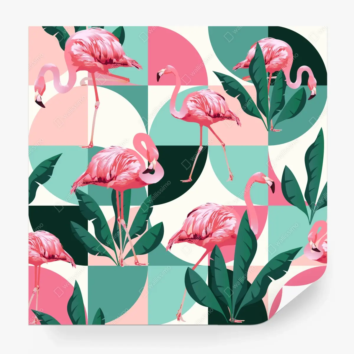 Fototapete verspieltes rosa flamingo-muster – Pixers®