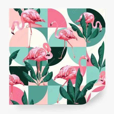 Fototapete verspieltes rosa flamingo-muster – Pixers®