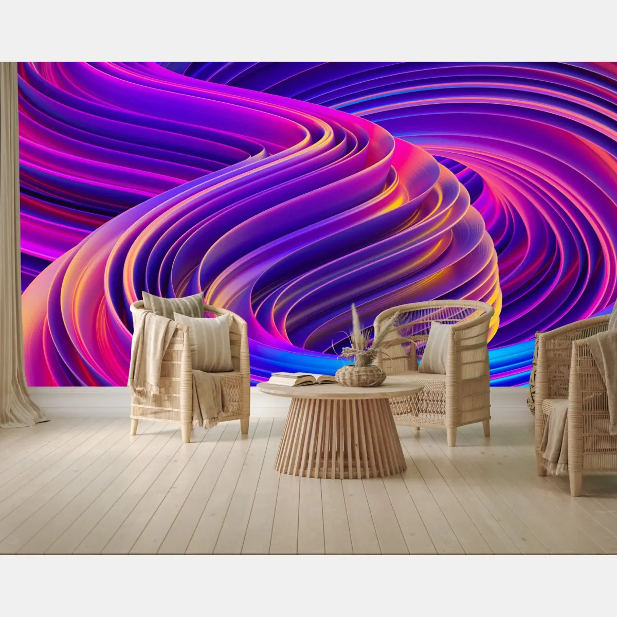Fototapete leuchtender lila 3d bandwirbel – Pixers®