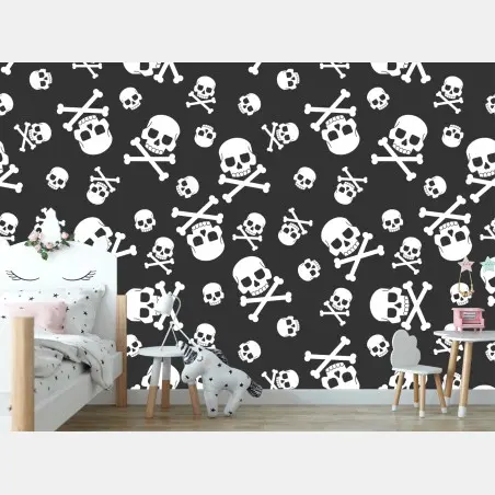 Fototapete weißes totenkopf muster auf grauem hintergrund – Pixers®