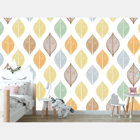 Fototapete pastelliges blättermuster für die wand – Pixers®