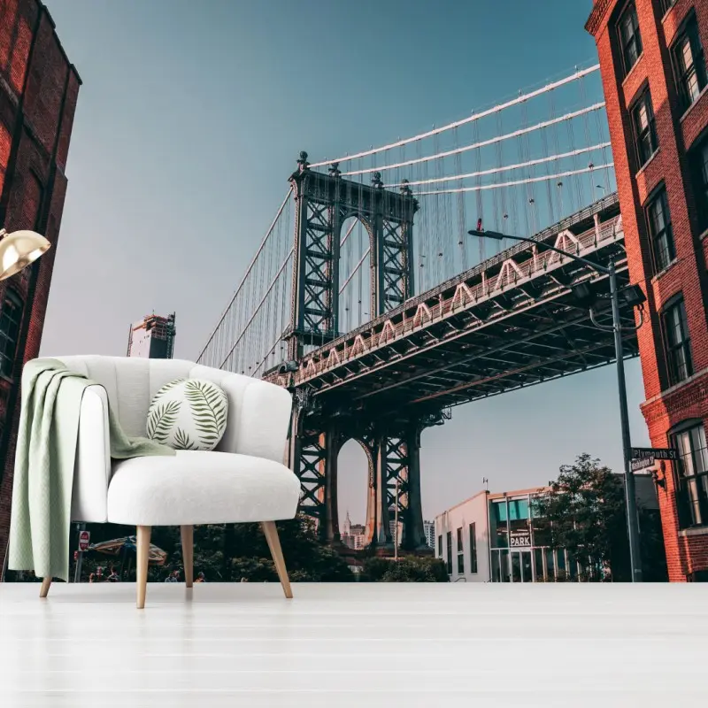 Fototapete Manhattan brücke in urbaner perspektive