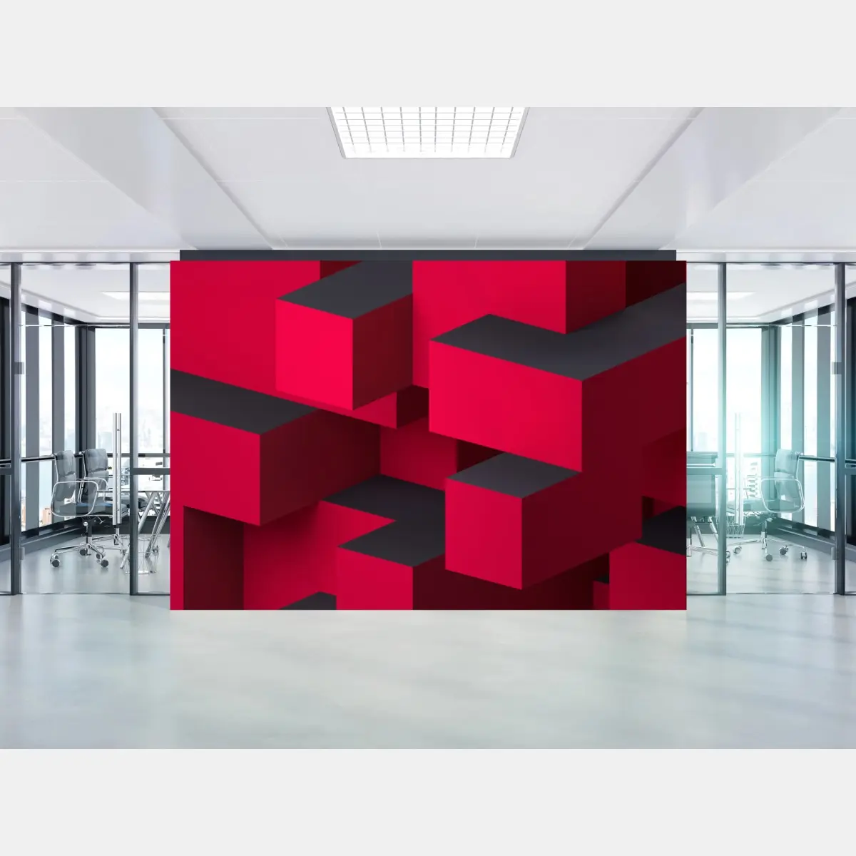 Fototapete kräftige rote geometrische blöcke – Pixers®
