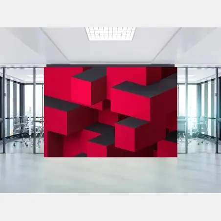 Fototapete kräftige rote geometrische blöcke – Pixers®