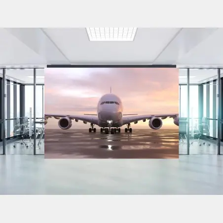 Fototapete jet auf der startbahn bei sonnenuntergang – Pixers®