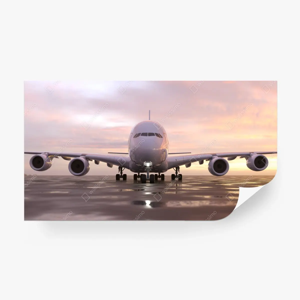 Fototapete jet auf der startbahn bei sonnenuntergang – Pixers®