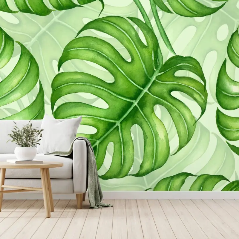 Fototapete aquarell monstera blättermuster