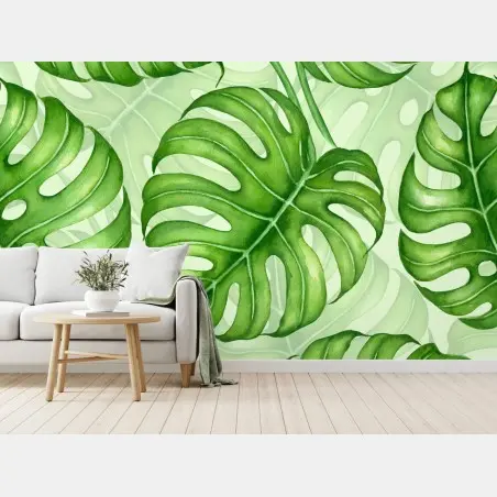 Fototapete aquarell monstera blättermuster – Pixers®