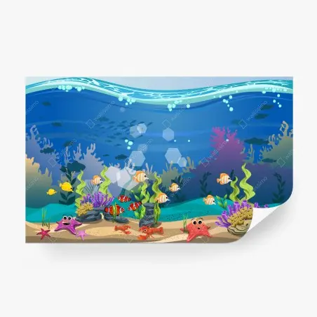 Fototapete verspielte unterwasserwelt mit korallenriff – Pixers®