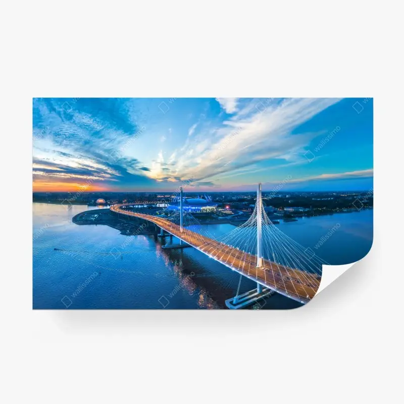 Fototapete Sankt Petersburg brückenpanorama bei dämmerung