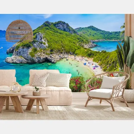 Fototapete Porto Timoni panoramischer strand, Korfu – Pixers®