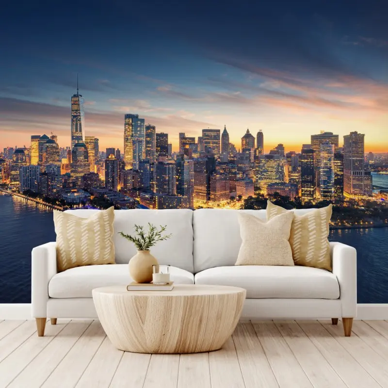Fototapete Manhattan panorama bei sonnenaufgang