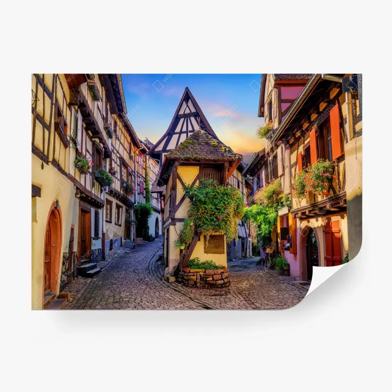 Fototapete malerische fachwerkstraße in Eguisheim, Elsass