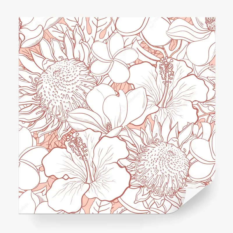 Fototapete zartes korallenfarbenes blumenmuster