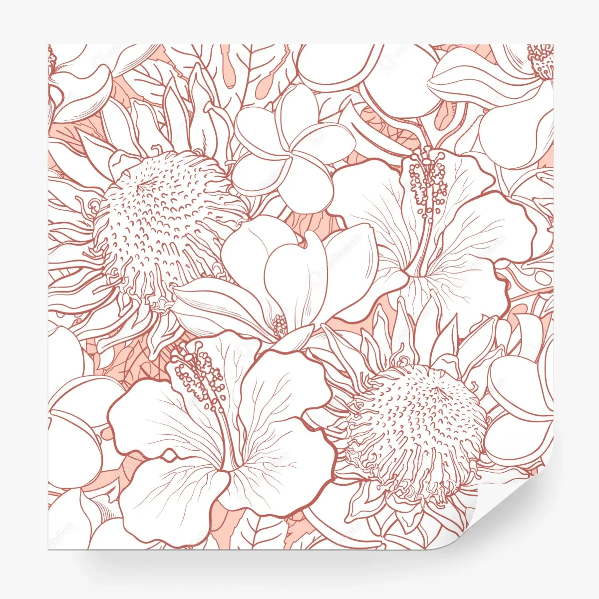 Fototapete zartes korallenfarbenes blumenmuster – Pixers®