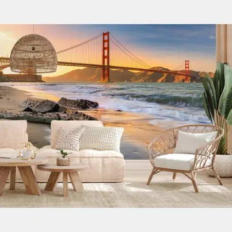 Fototapete sonnenuntergang an der Golden Gate Bridge – Pixers®